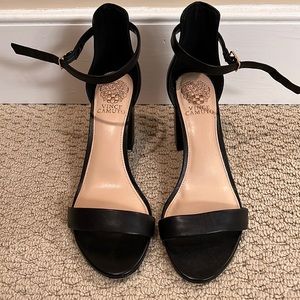 Black Vince Camuto ankle strap heels